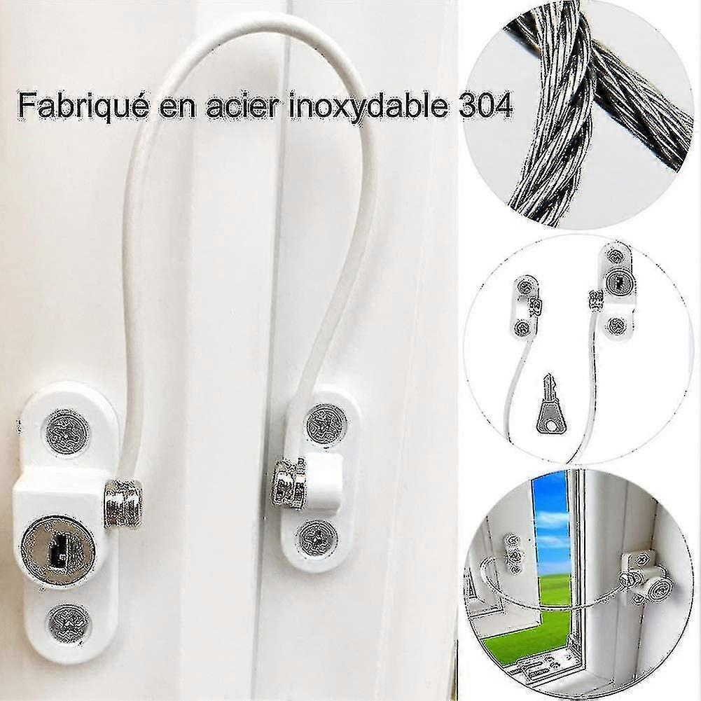 White Security Window Lock - 4pcs Window Security Door Lock With Key