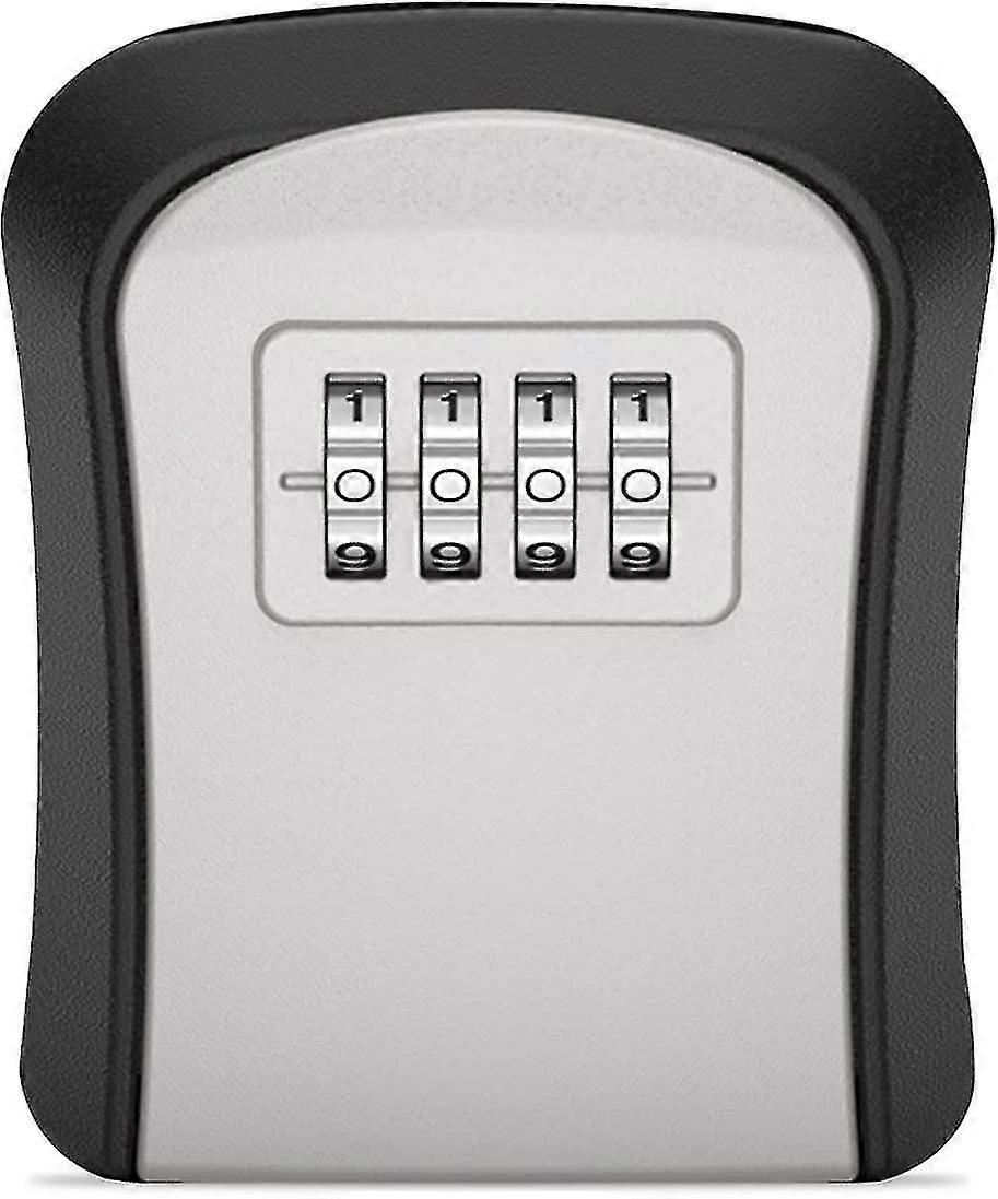 Safe Box 4 Digit Code Lock-storage Key Box Outdoor Wall Mounted Security Password Key Box 4 Combination Code Key Storage Lock Box(grey)