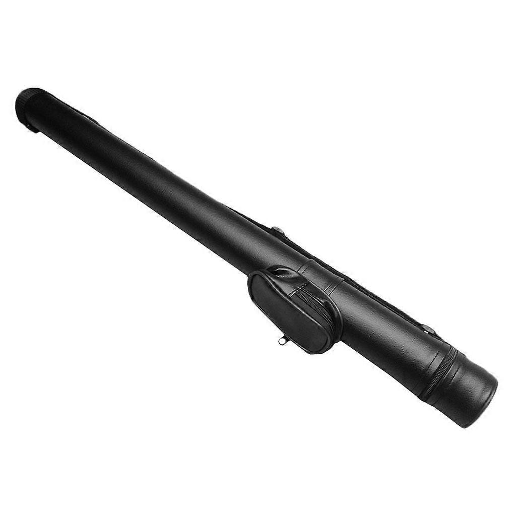 Hard Pool Cue Case 2 Holes Leatherette with Shoulder Strap Accessory Black