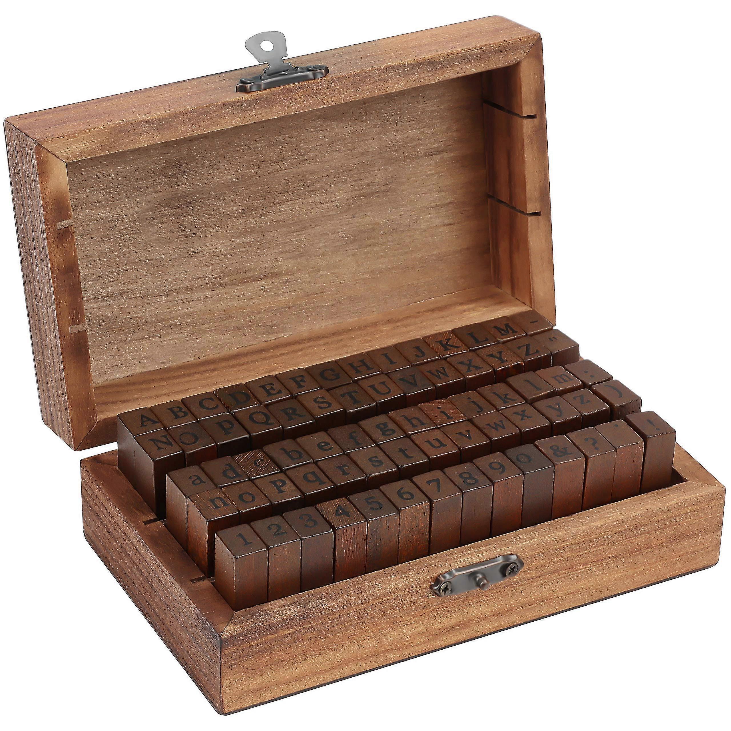 数字と記号とアルファベット文字スタンプ(70個) - ウッドスタンプ