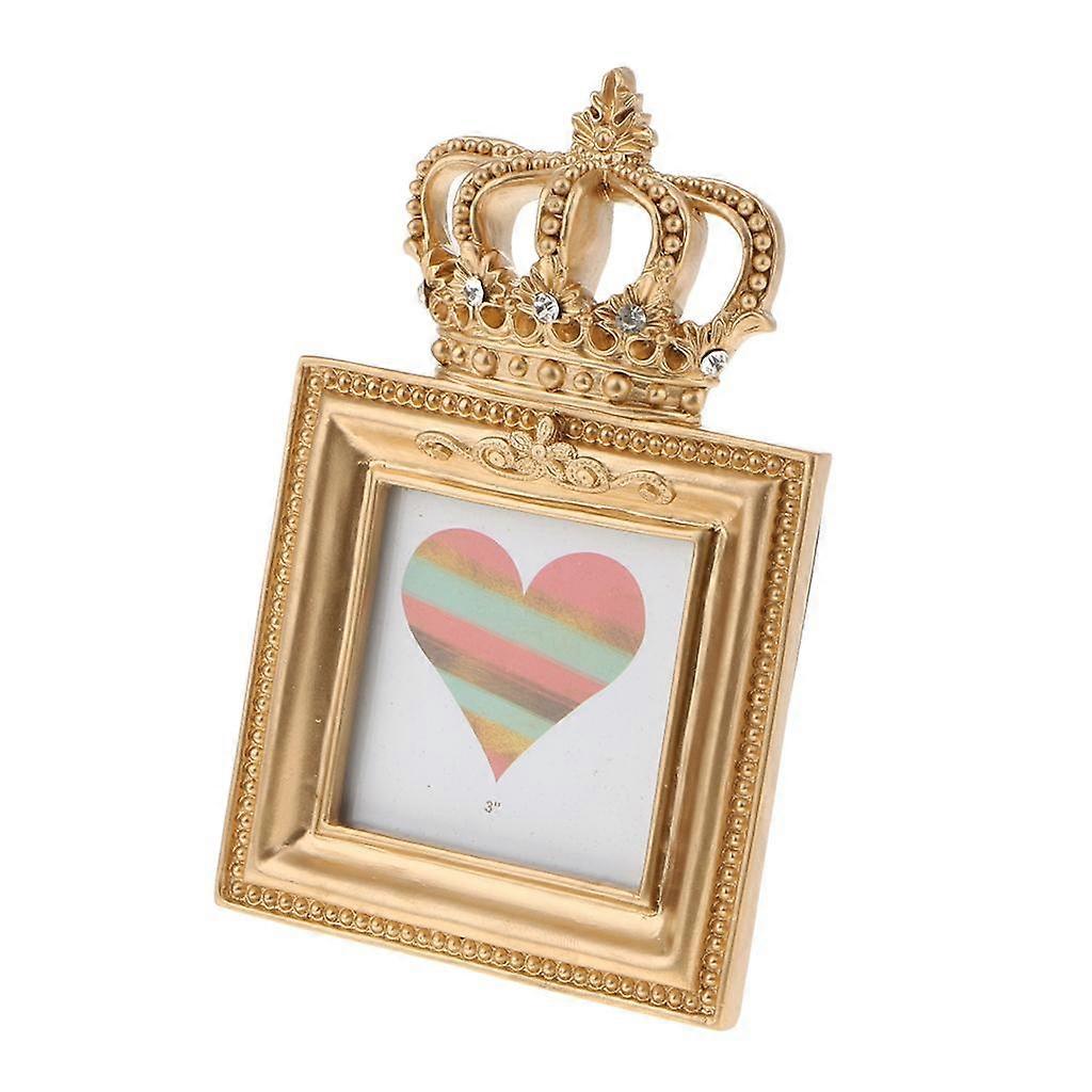 Gold Crown Resina Photo Frame Barroco Estilo de Luxo Decor Retângulo 7 polegadas