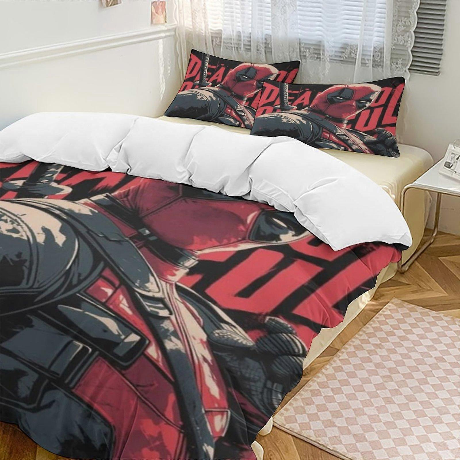 Sengetøj sæt Gs221 Deadpool dun dynebetræk mikrofiber sengetøj sæt letvægts 3-delt sætLet og komfortabel SH221