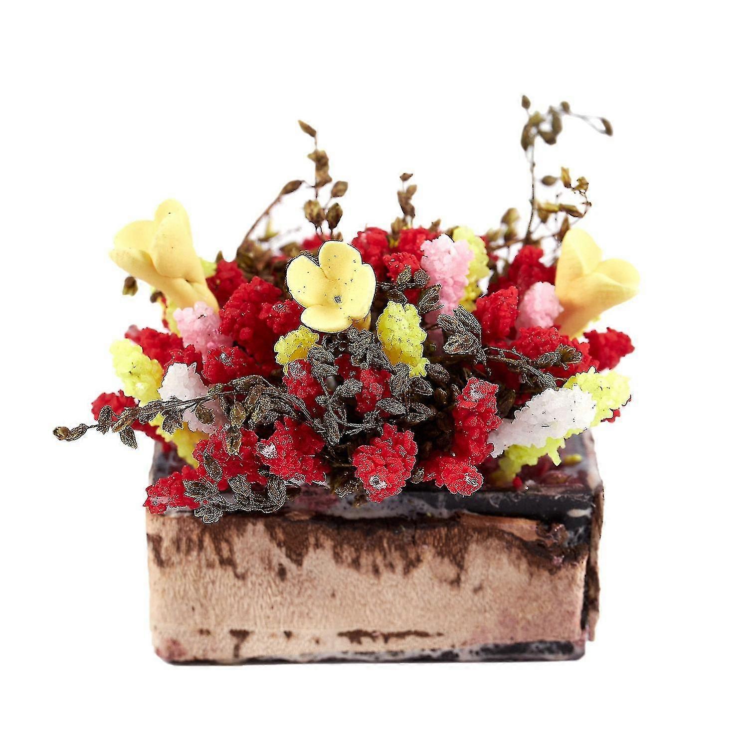 1/12 שיח פרחים צבעוני מיניאטורי עם עציץ עץ