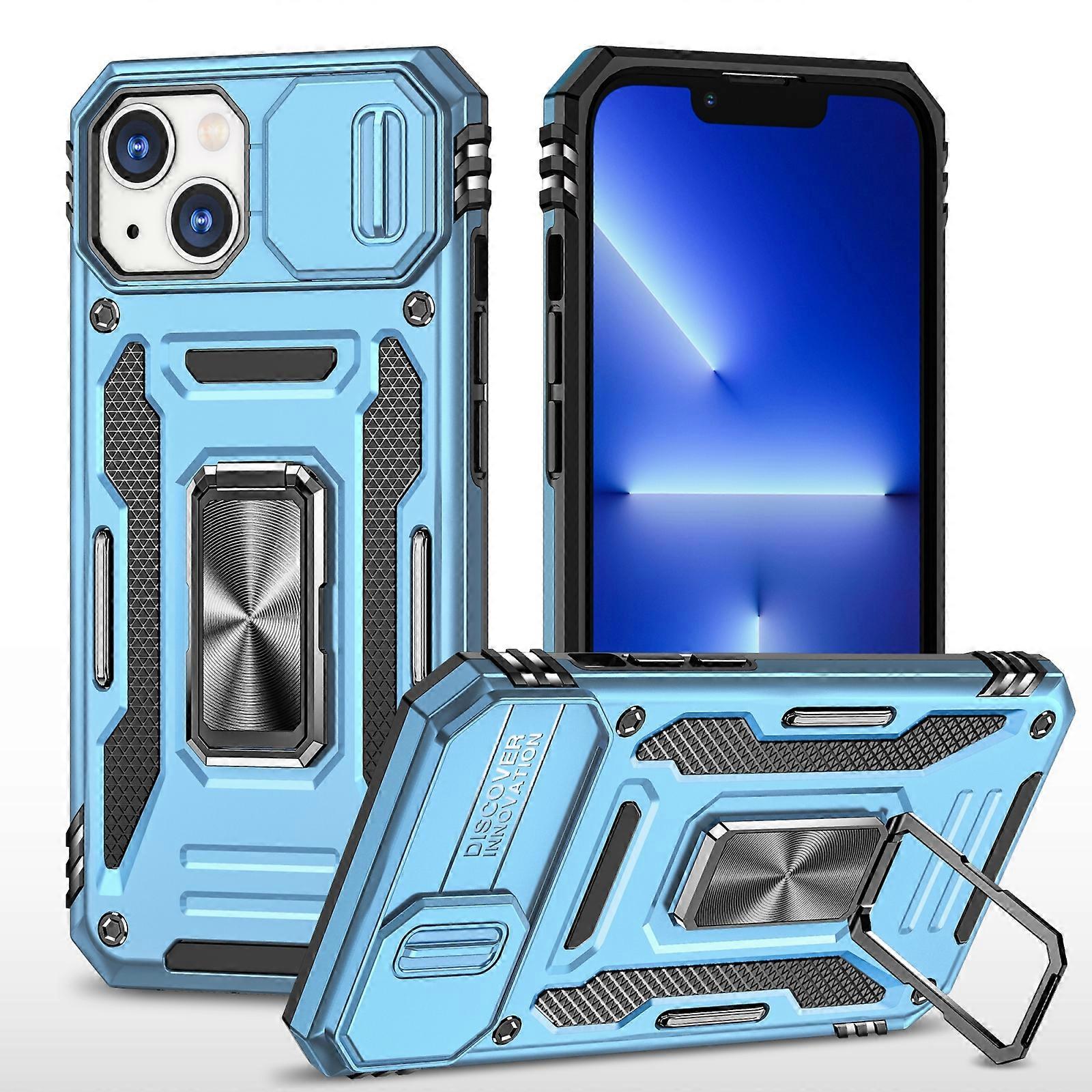 For iPhone 14 Plus Armor PC + TPU Camera Shield Phone Case