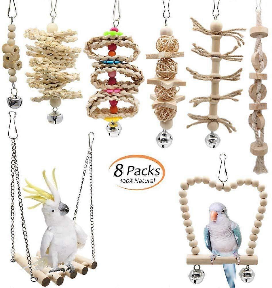 8木製スイングハンモックチュートイズ鳥のおもちゃオウムバギーズコカティエルズカナリア諸島のセット