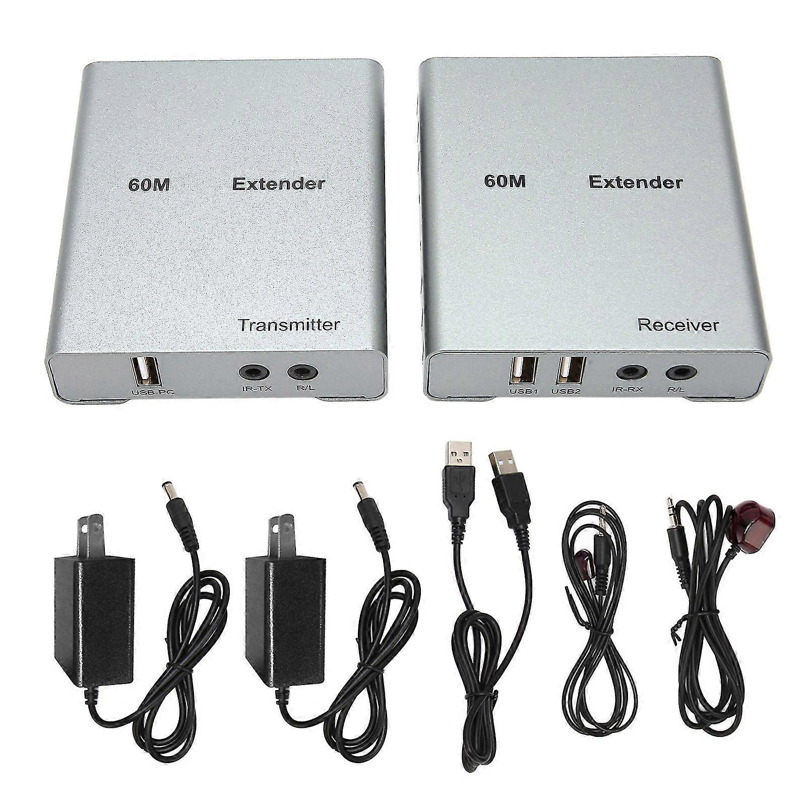 1080P HD Video Extender Over Cat5e6 with USB KVM Control - US Plug