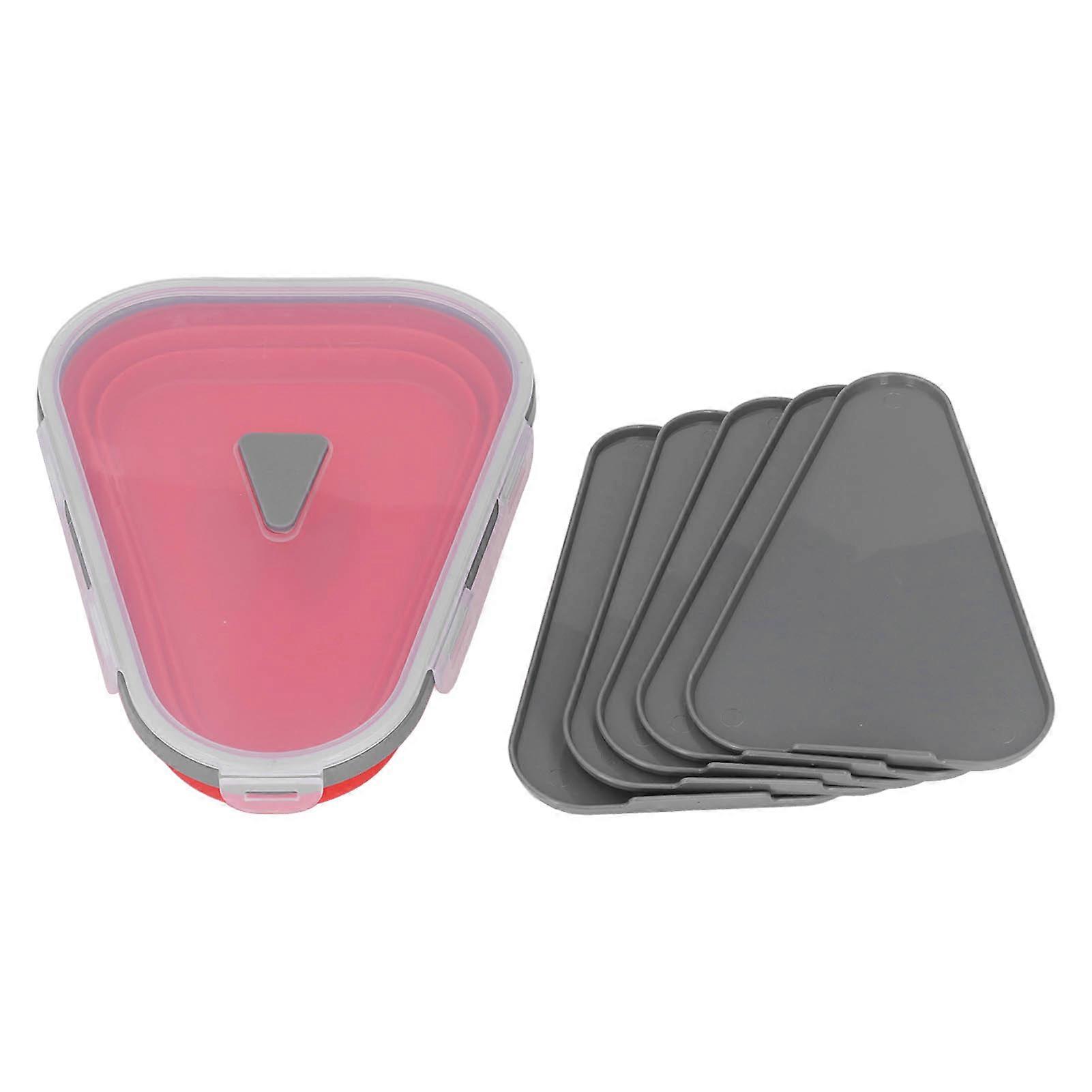 Collapsible Pizza Storage Container Triangle Expandable Reusable Silicone Pizza Slice Container with 5 Separator for Home