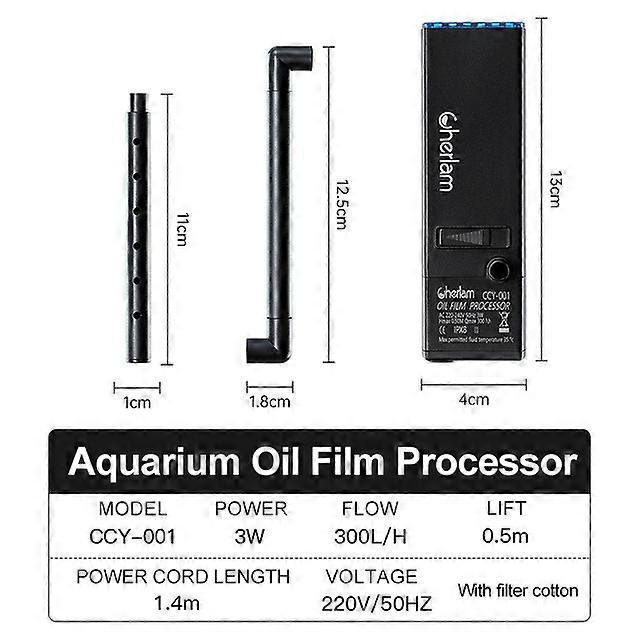 3W Aquarium Surface Oil Skimmer Filter Mini Mute Auto Oil Film Processor Remove Tool for Fish Tank Water Filtration 220-240V
