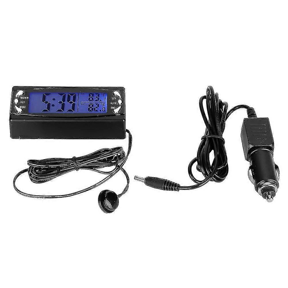 12v Digital Car Thermometer Vehicle Clock Lcd Temperature Meter With Alarm Function T23