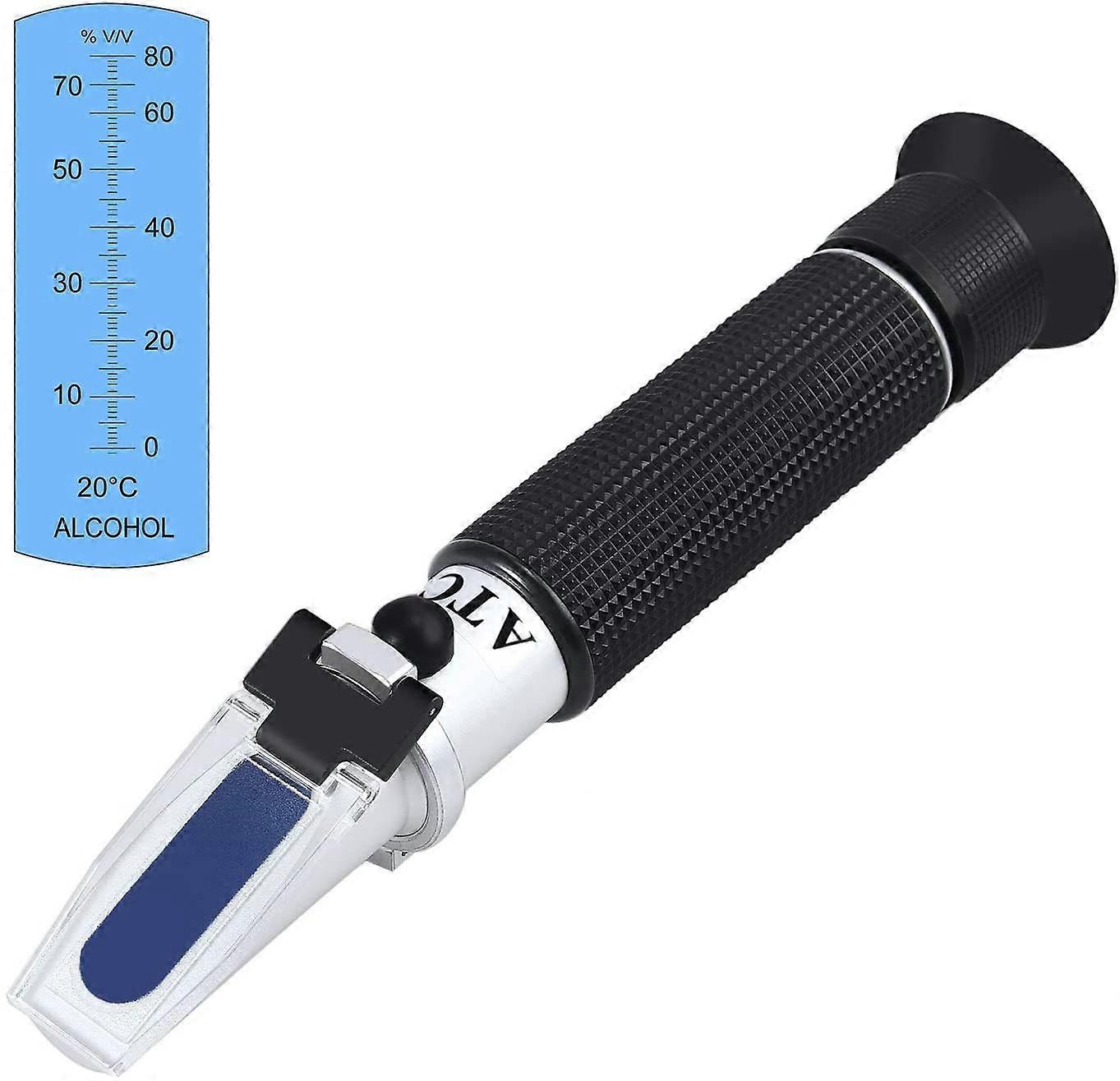 Alcohol Refractometer with ATC, Alcohol 0-80%, Portable Refractometer Alcohol Meter for Alcohol Concentration, Ethanol with Distilled Water, Whiskey,