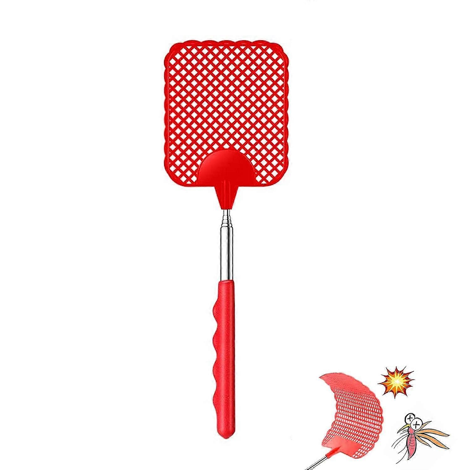 (Red)Extendable Fly Swatter,Manual Pest Control,Manual Pest Control with Durable and Sturdy Telescopic Handle