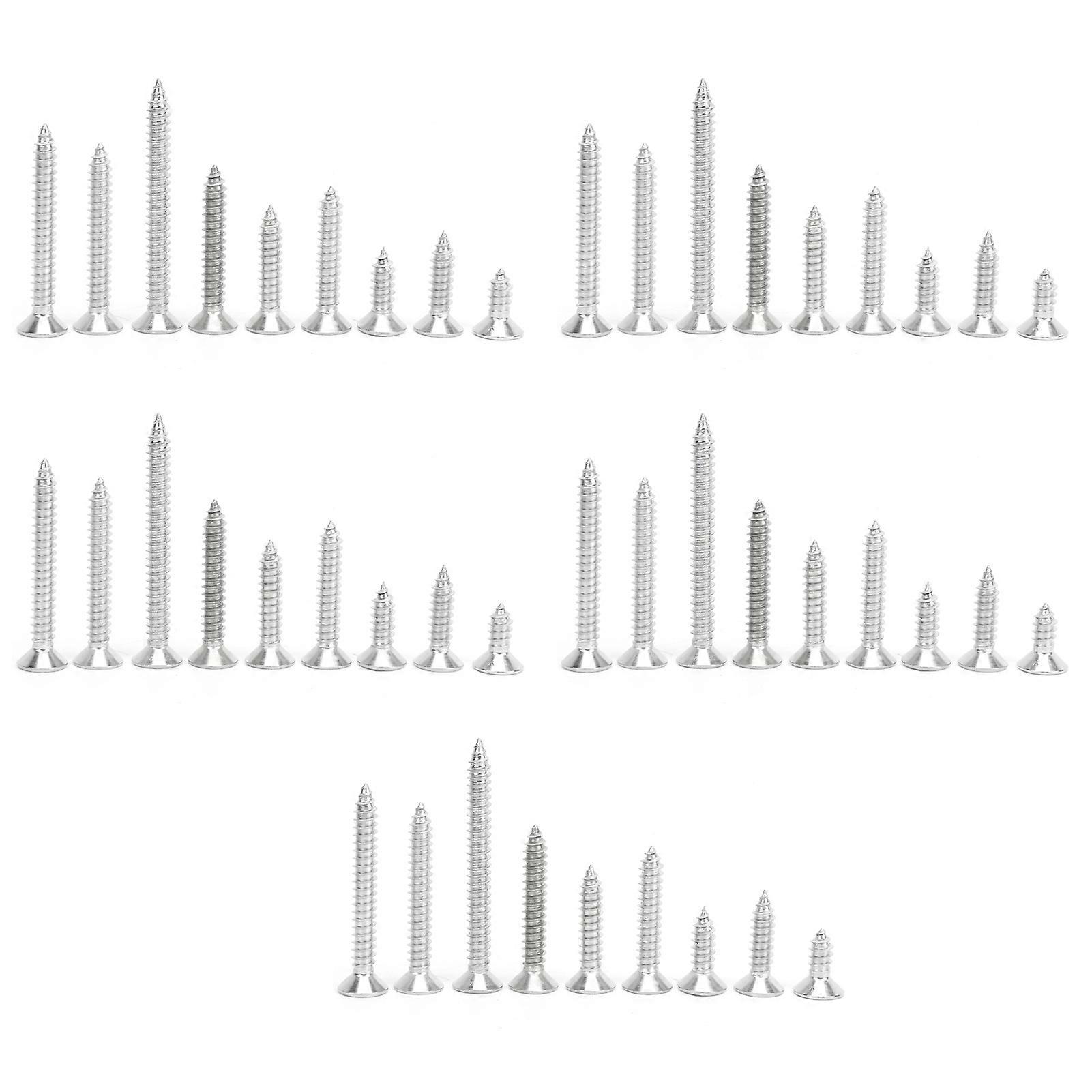 304 Stainless Steel Countersunk Cross Screws, Self Tapping Screws Combination Set, M6 Multi‑Length DF9RB