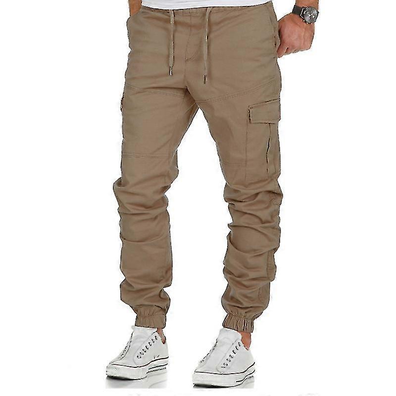 Men Cargo Work Trousers Elasticated Waist Pants