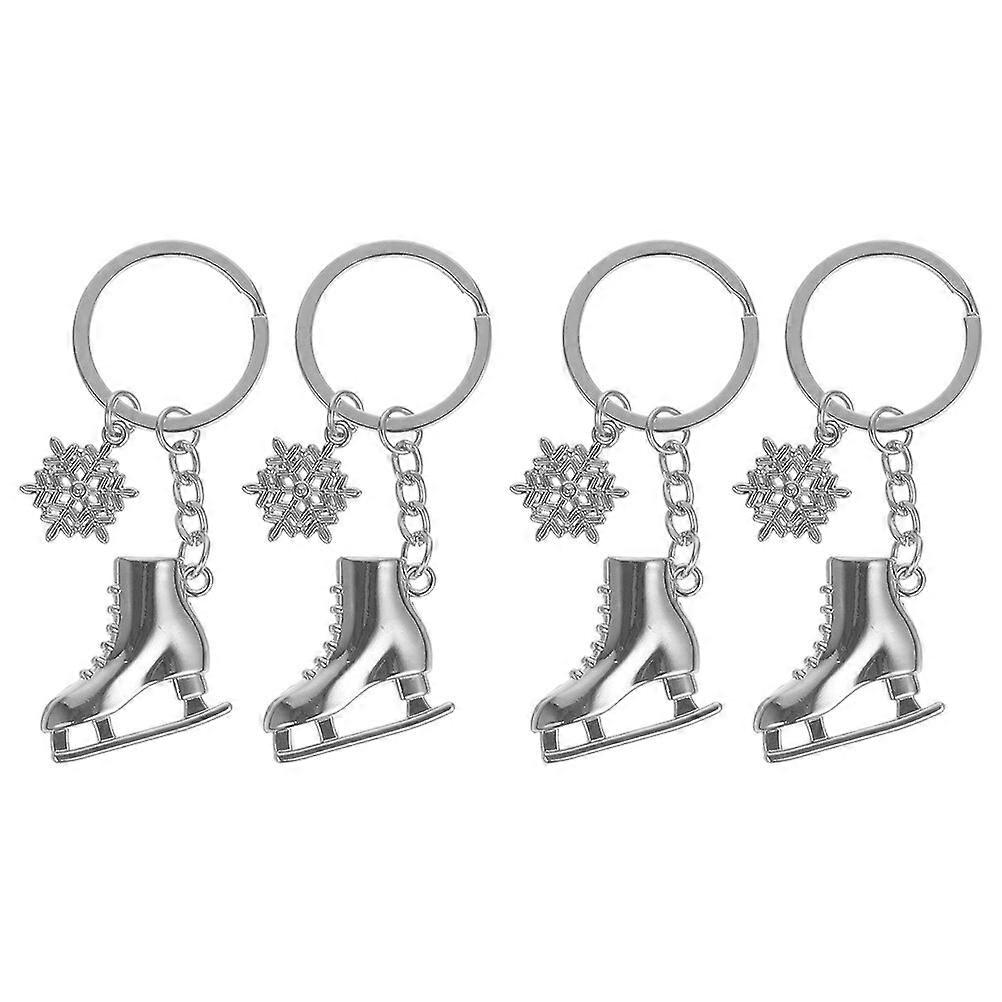 4 pcs Skates Keychain Pendant Keychain Metal Keychain Snowflake Keychain Handbag Keychain
