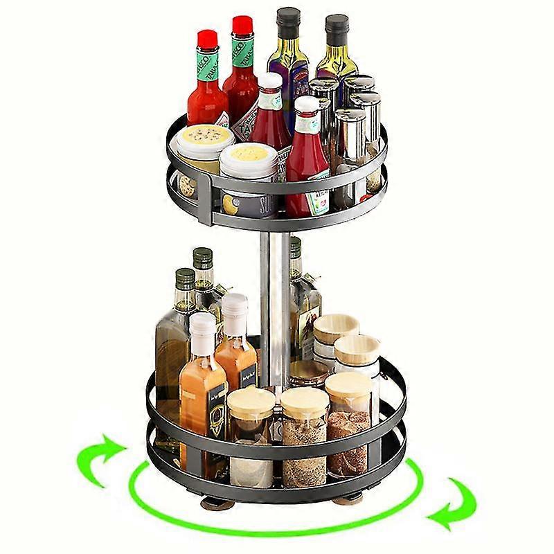 360 Rotating Condiments Metal Storage Rack Multi-layer Condiments Turntable Spice Container Kitchen Supplies