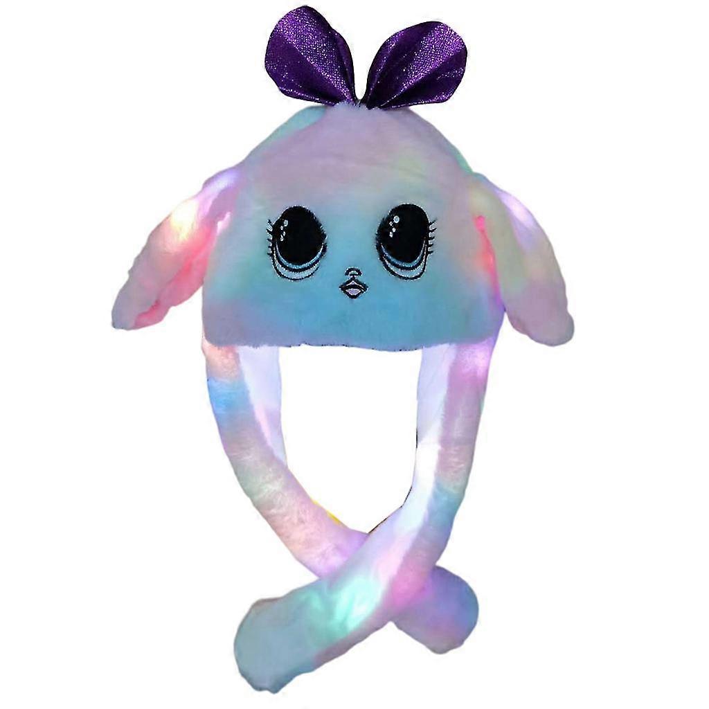 Moving Rabbit Ears Hat Led Rabbit Hat Luminous Plush Jumping Rabbit Ear Hat