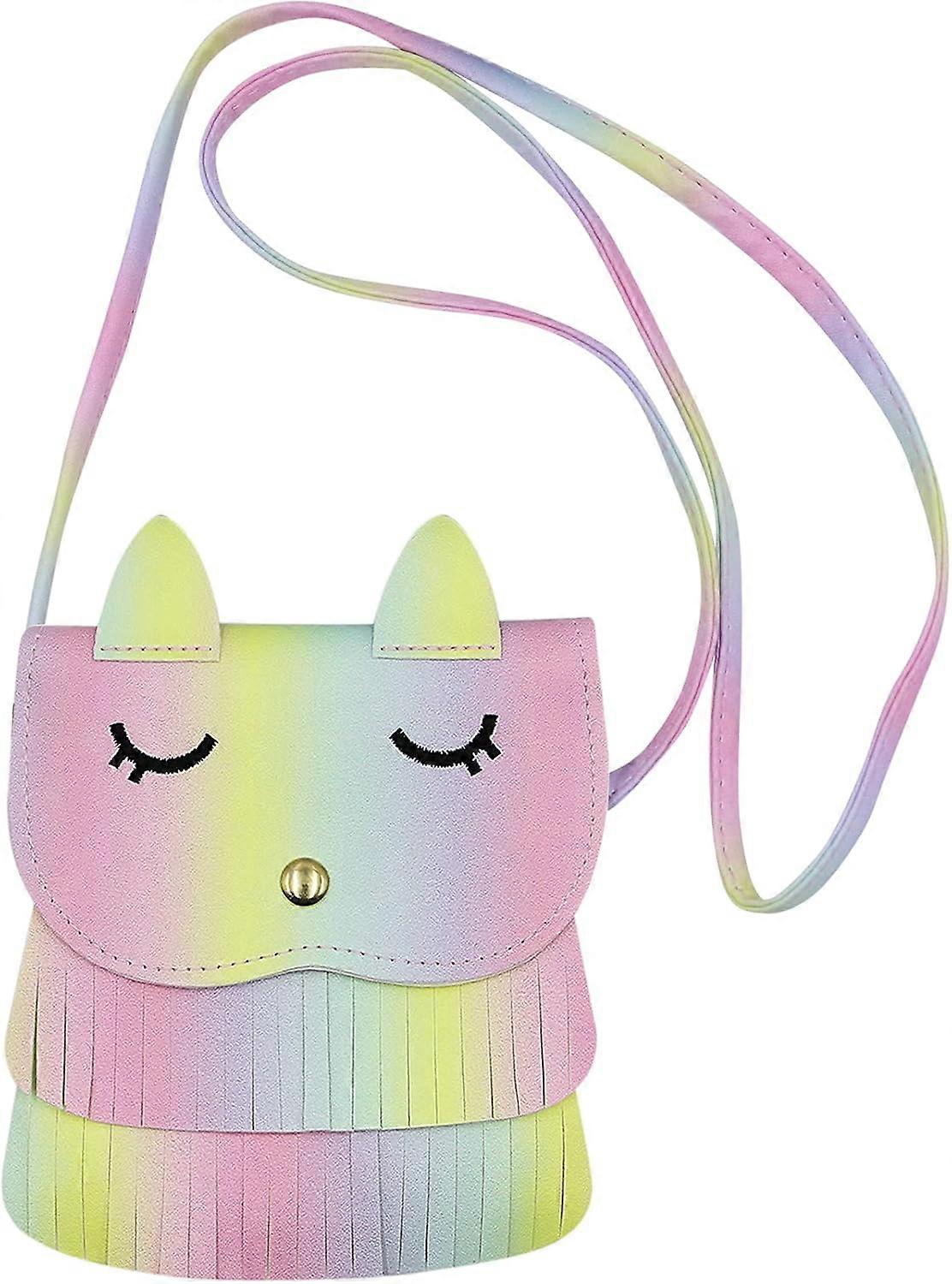 תיק כתף YC חתול ציצית ארנק מטבעות קטן תיק מוצלב לילדים בנות, סגול (5.1 אינץ 'x 5.9 אינץ '), גודל אחד צבעוני (4.9 אינץ 'x 5.3 אינץ ')