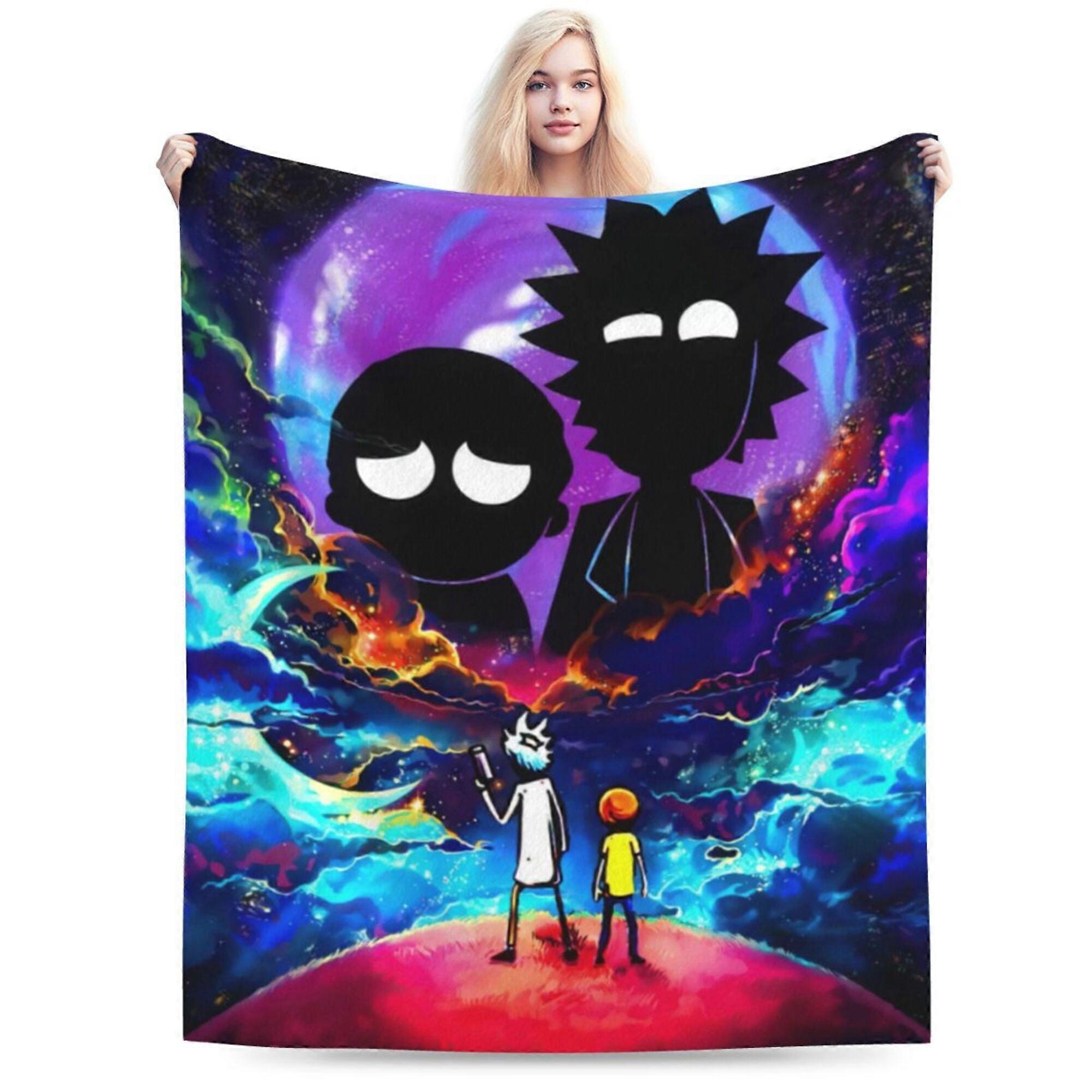Cobertor Rick And Morty, Anime Throw Blanket, Cobertores de flanela leves macios aconchegantes para sofá-cama, 280 Gsm Plush Fuzzy BlanketWTMT7511