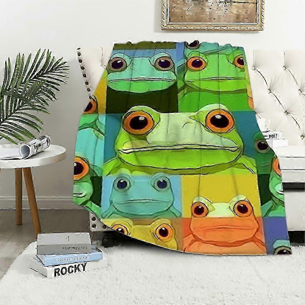 t1904 Blanket Frog Blanket  Soft Fuzzy Throw Blankets for   Small Size Blanket for Bed &amp; Couch  Colorful Cute Throws Gifts  Blanket bn1904