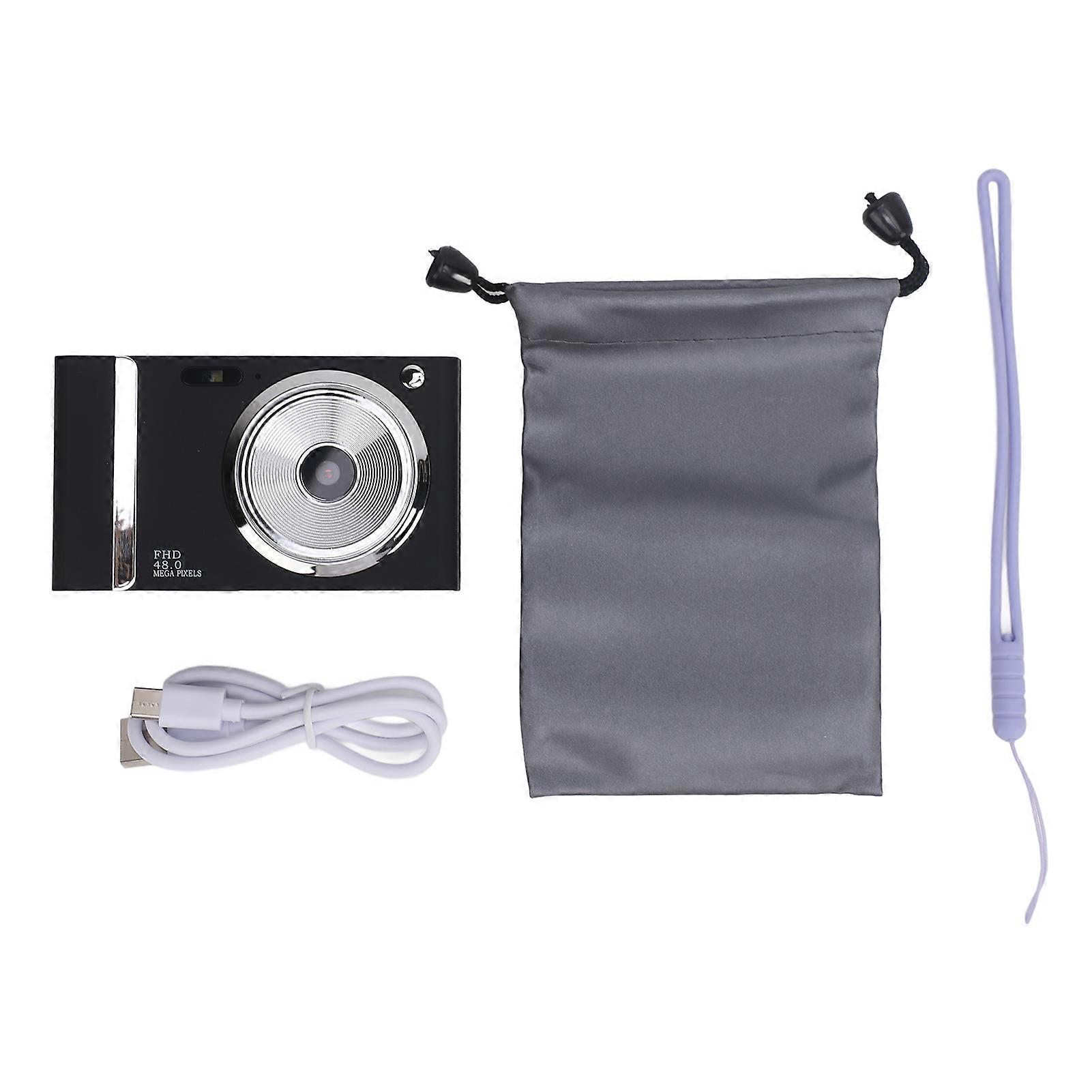 Digital Camera 1080P 48MP 16X Digital Zoom Prevents Shake Face Detection Continuous Shooting Multi Filters Retro HD Digital Camera Black