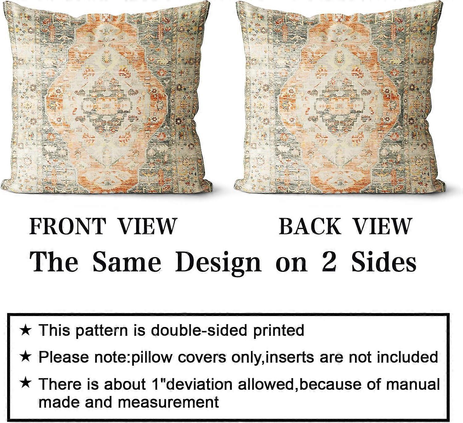 Boho Throw Pillow Covers 16x16 inch Set of 2,Soft Pillowcases Monaco Rug Persian Carpet Pattern Decorative Sofa Living Room Bed Square Pillow Case Cus