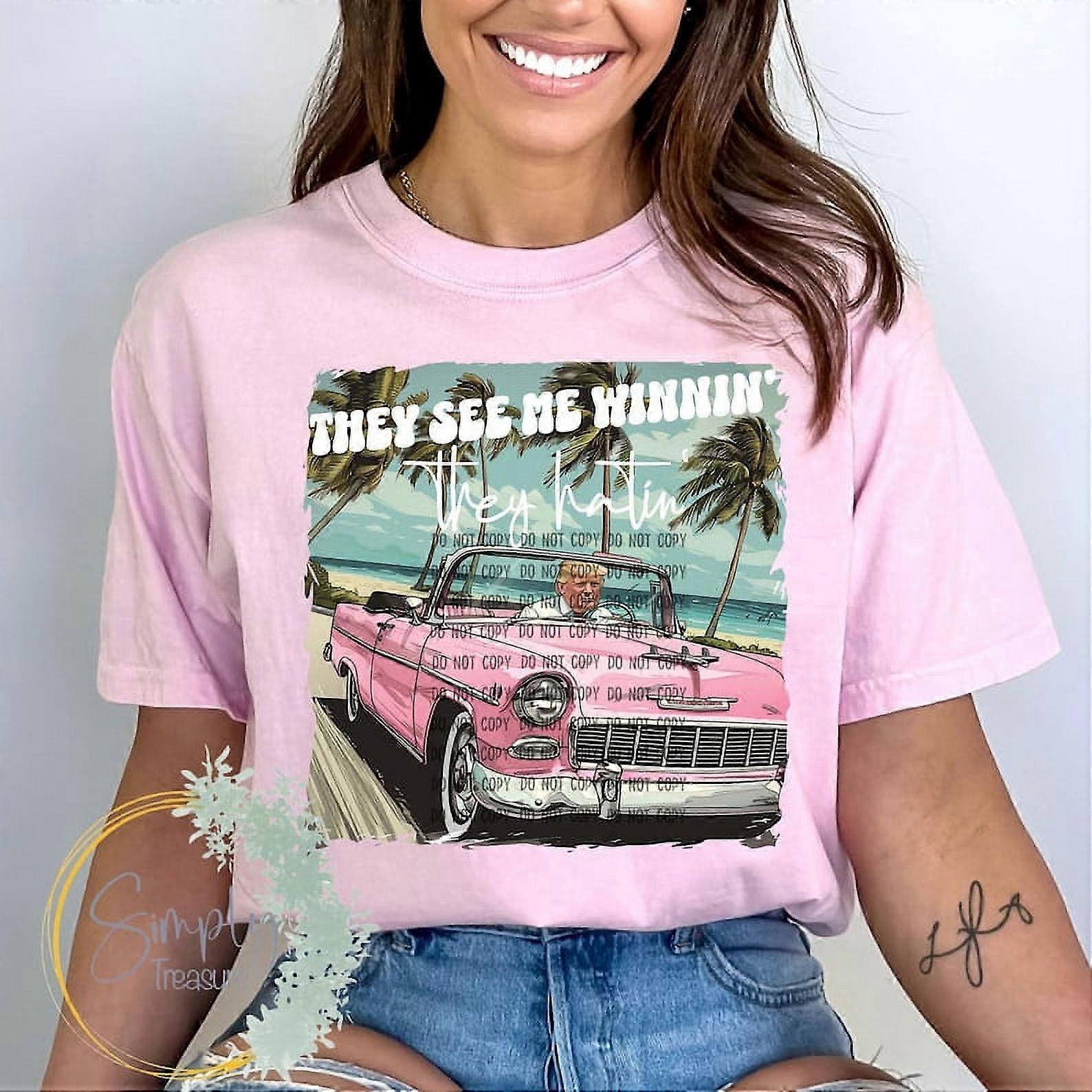 Grappige Trump roze Ze zien me winnen, Republikeinse Shirt, Trump 2024 Shirt, Patriot Republikeinse Shirt, Donald Trump Shirt, hugcude190