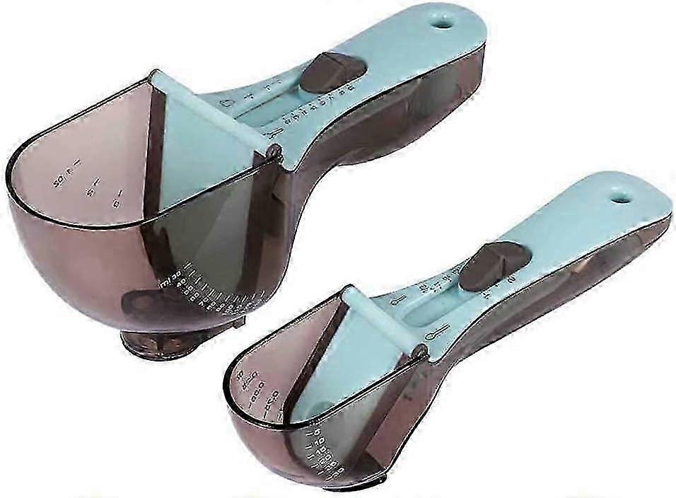 2 Pcs Adjustable Plastic Measuring Spoons with Scale and Magnet