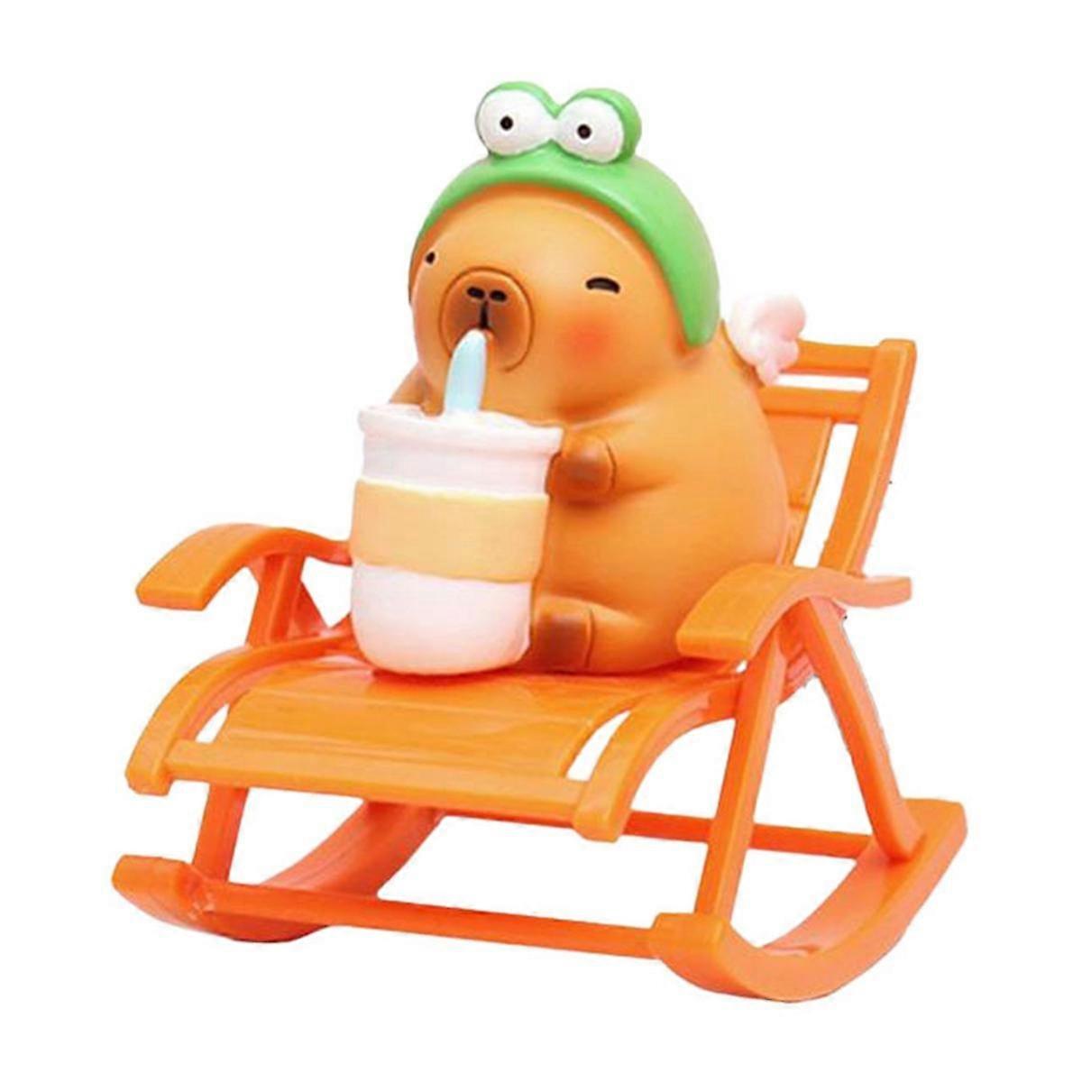 Capybara Desktop Decoration Capybara Figure Rocking Chair Decor Simulation Capybara Rocking Chair M
