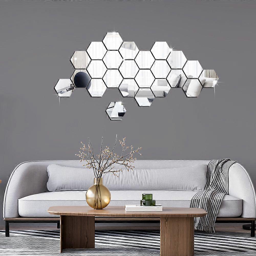 Hexagonal mirror wall sticker
