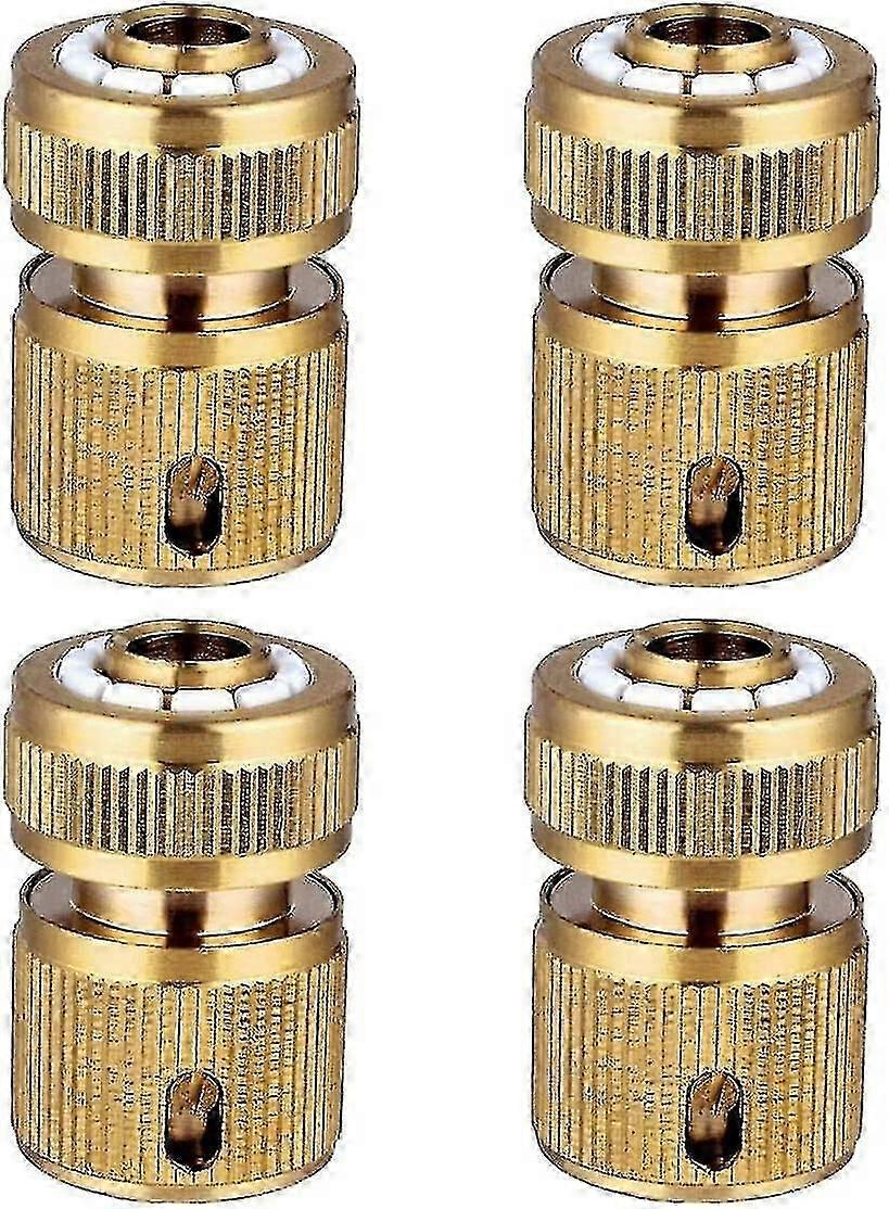 Brass Garden Hose Quick Connectors, 4pc, Easy Connect & Disconnect