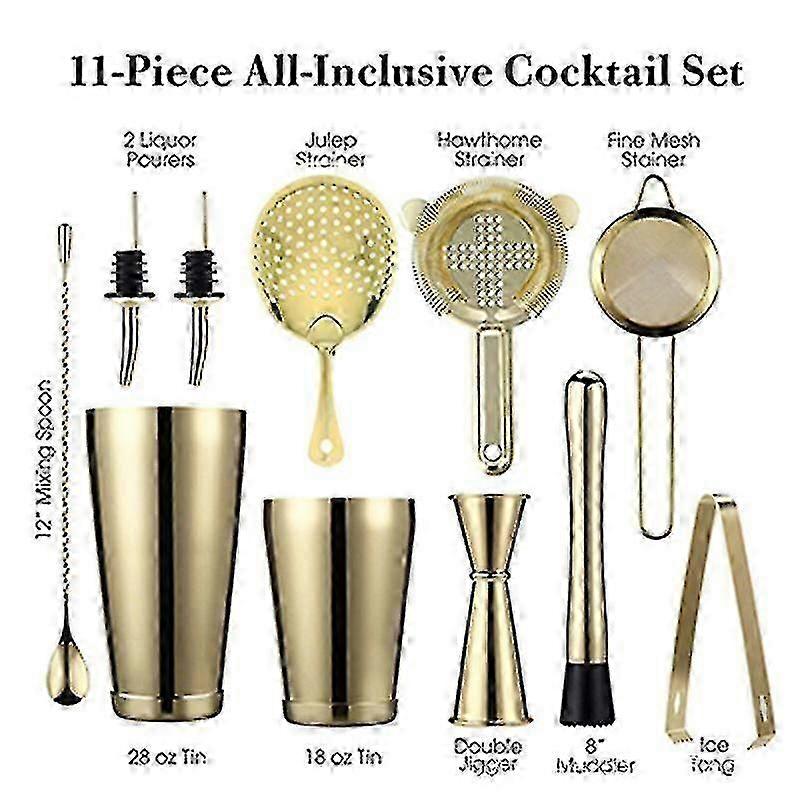 10pcs Stainless Steel Boston Shaker Professional Bartender Kit