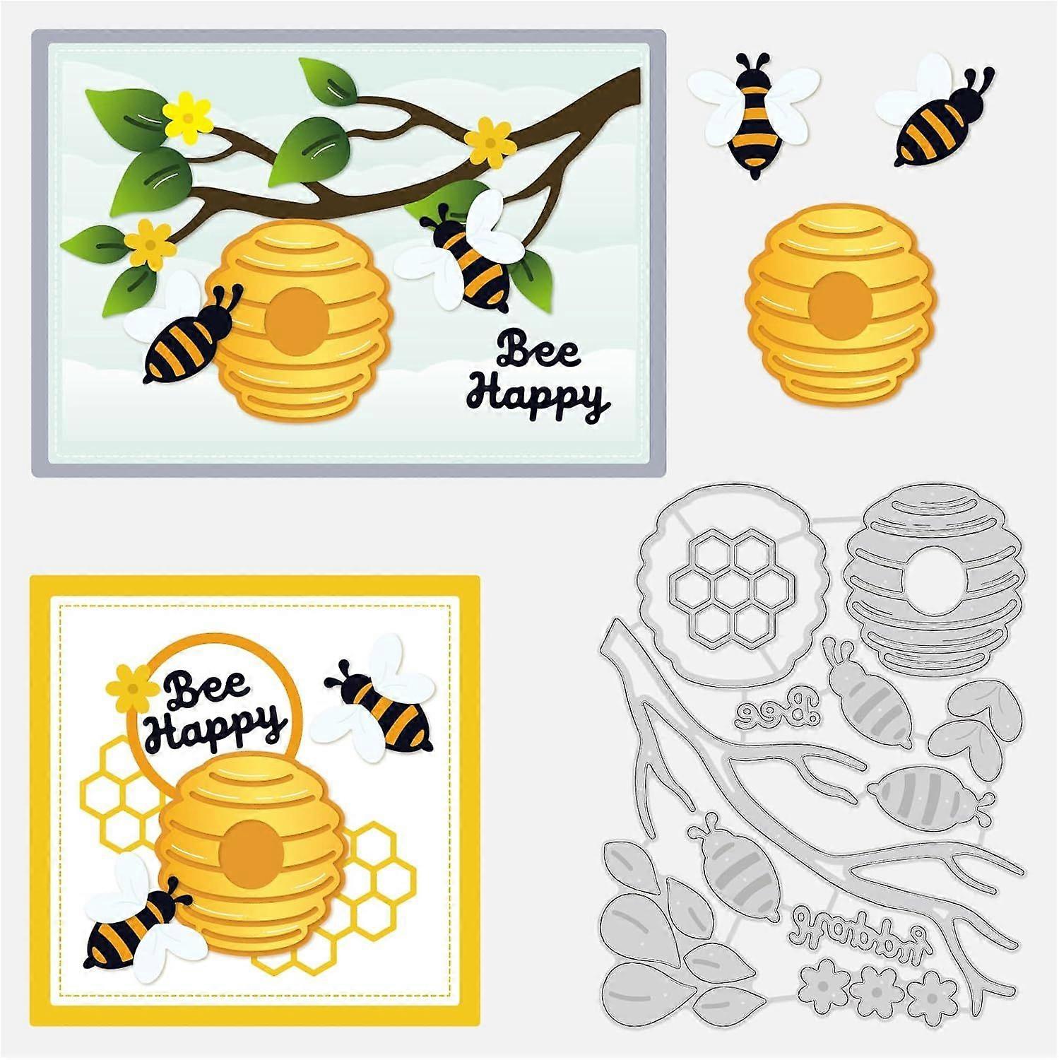 5.5x4.5 Honey Bee Cutting Dies Flower Branches Cut Stencils for DIY Crafts Scrapbook Decorative Embossing