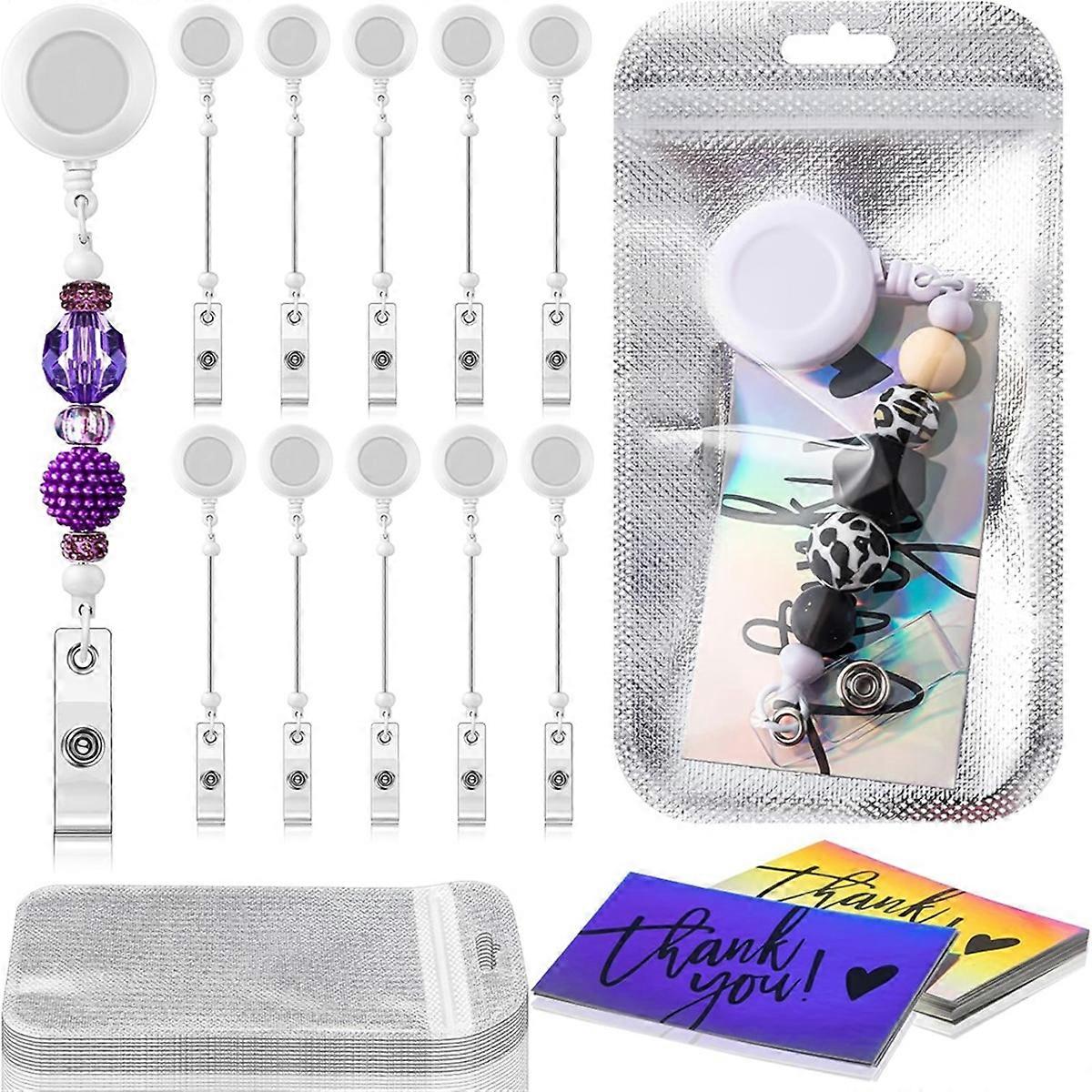 10 Sets Beaded Badge Reel Set Retractable Clip Holder for Beading for Jewelry DIY GiftCraft Making B