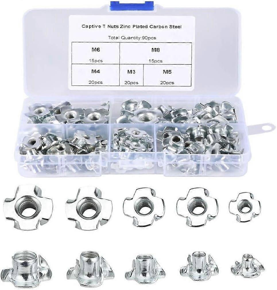 T Nuts, M3/M4/M5/M6/M8, For Woodworking