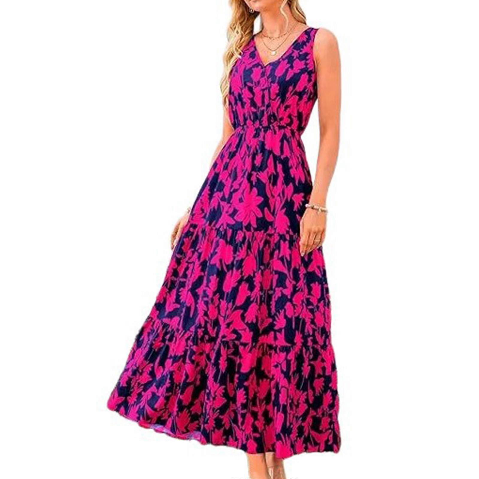 strapless open back dress Women's Woven Print Fashion V Neck Pleated Long Sleeve Dress