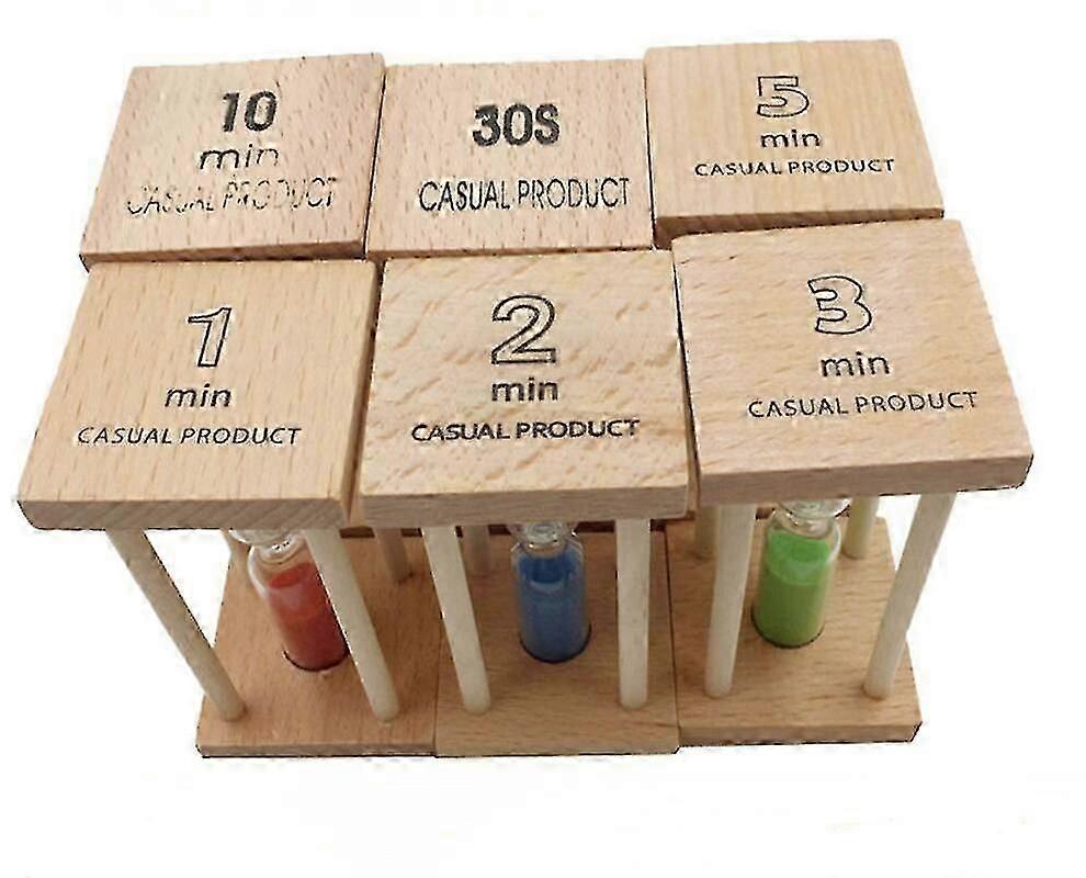 Træ timeglas 30 sekunder +1+2+3+5+10 minutter Timer Sæt Custom Crafts Ornaments 6pcs