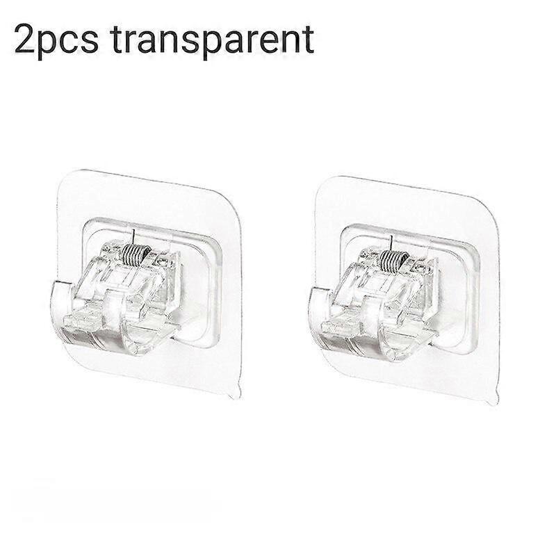 2pcs Nail-Free Adjustable Curtain Rod Holder Clamp Hooks Rod Bracket Holders Adhesive Hook
