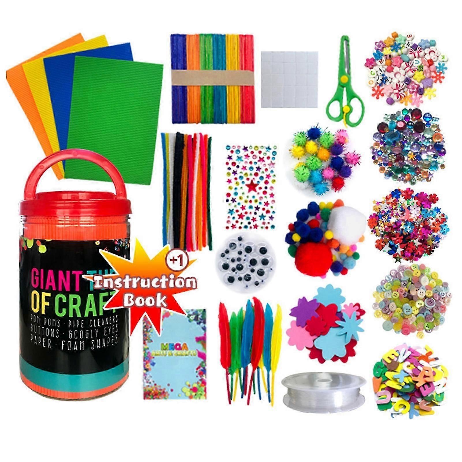 اليدوية دي الفنون والحرف اليدوية لوازم كيت 500+ قطعة النشاط المواد مجموعة مع إيفا رسالة الزهور ملصق الآيس كريم العصي الترتر الخرز الأبازيم إدوك