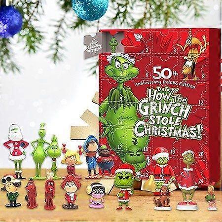 Christmas Advent Countdown Calendar Cartoon Grinch Elf Figures Doll
