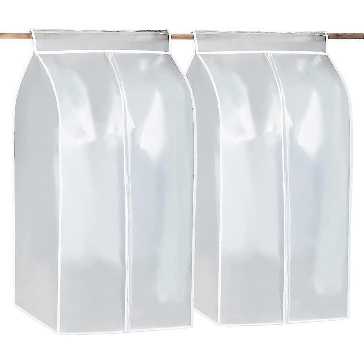 2 Pack Translucent Hanging Garment Clothes Cover with Zipper
