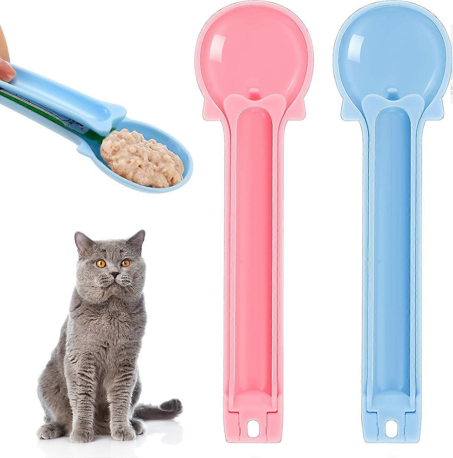 2 Pieces Cat Strip Squeeze Spoon for Puree and Bisque Delectable Lickable Wet Treat Sliding Happy Spoon Liquid Snack Dispenser for Cat Feeder Pet Feed