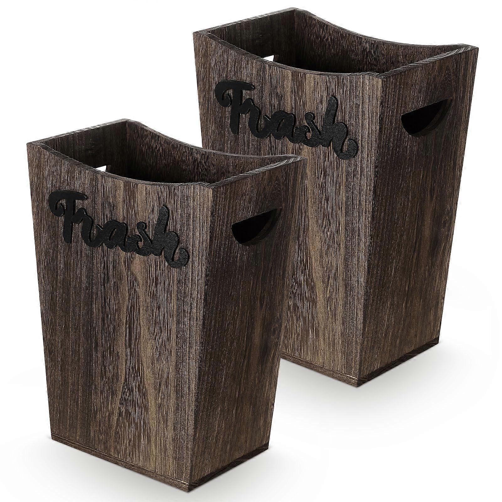 3.35/2 gallon farmhouse style wooden trash can Practical design for home