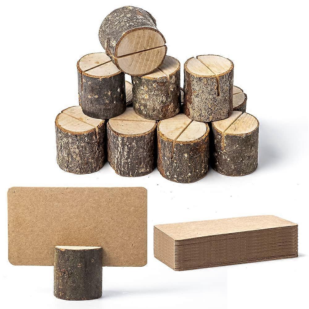 12 Mini Wood Place Card Holders - Rustic Table Decor for Weddings