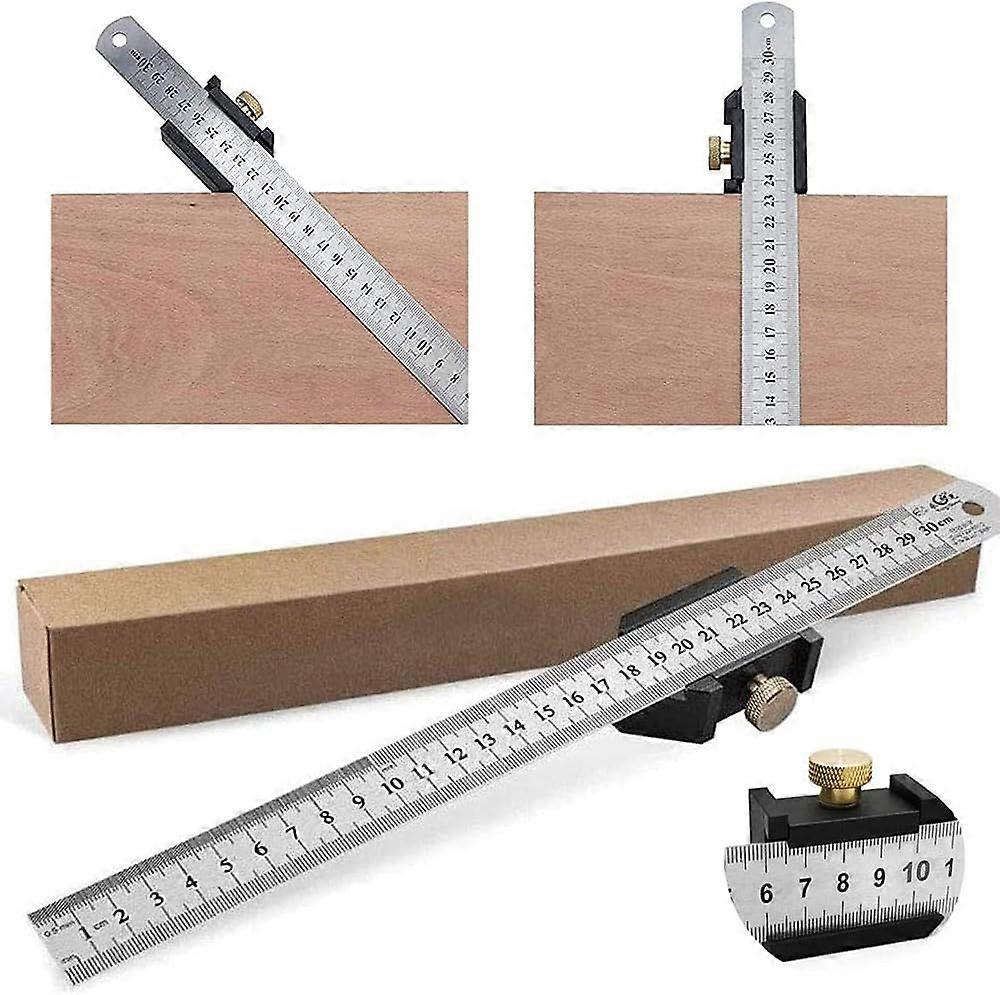 Woodworking Block Line,Carpenter Scriber,Metal Joiner Square,Block Positioning Ruler,Wood Line Locator,Angle Square Steel Ruler,Steel Ruler