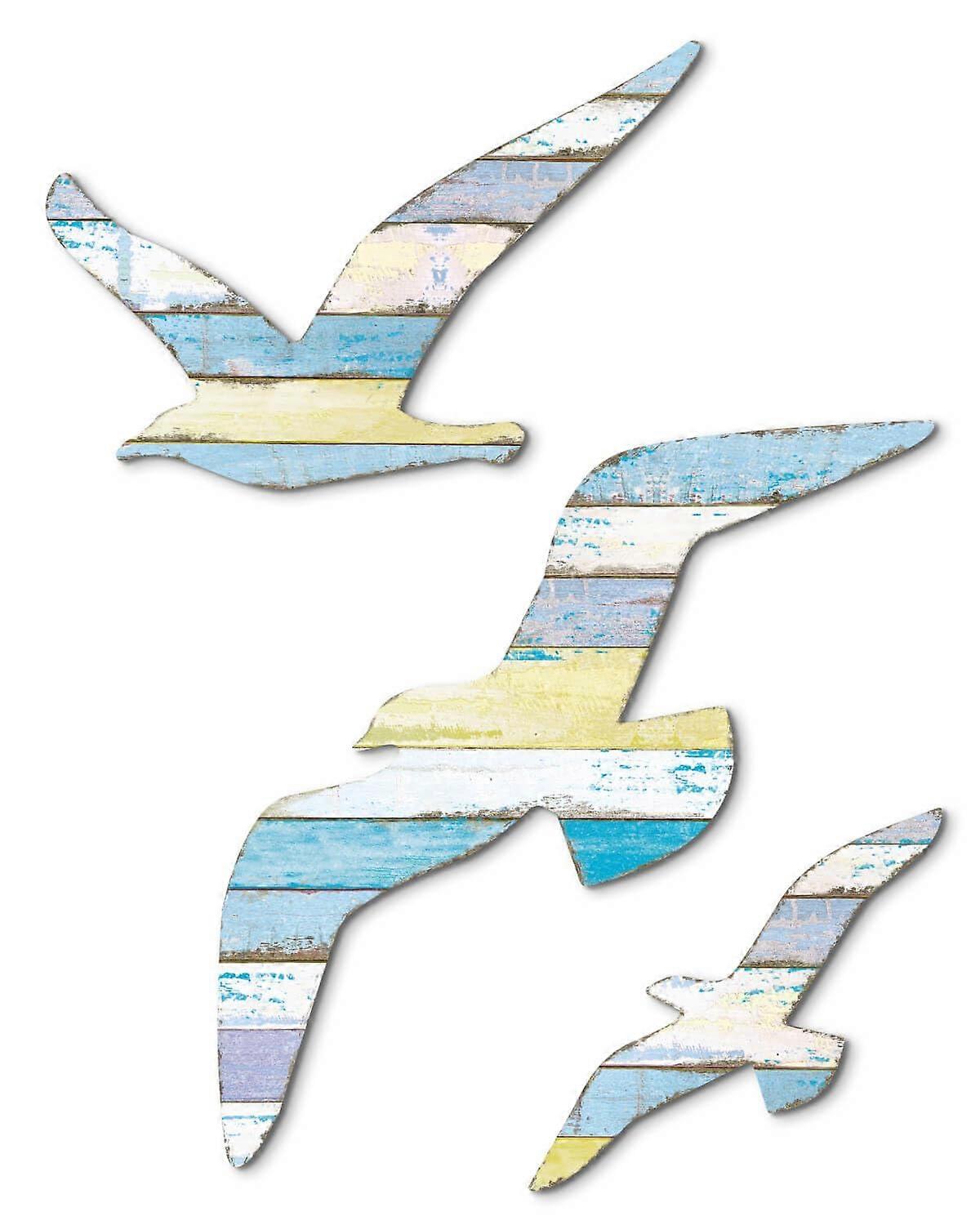 3 pack wooden seagull wall decor for home decor