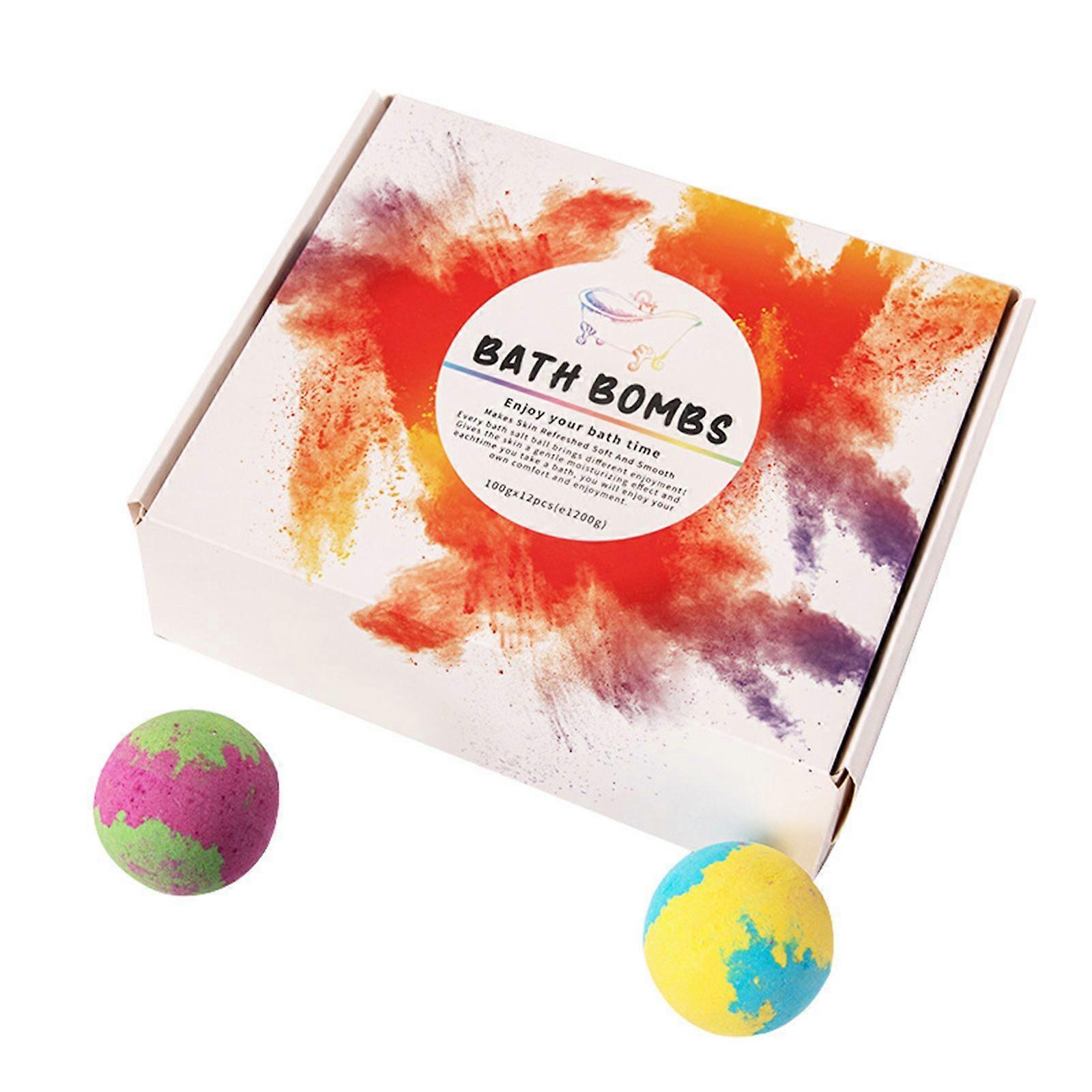 100g*12PCS Aromatherapy Bath Bombs Essential Oil Bath Salt Balls Bubble Bath Balls
