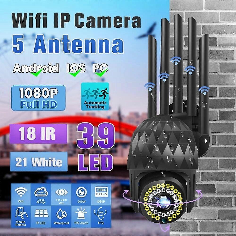 1080P Outdoor Ptz Ip Camera, 39 Led, 5x Zoom, Two-way Audio, Wifi, Waterproof, Night Vision, Cctv Video Surveillance