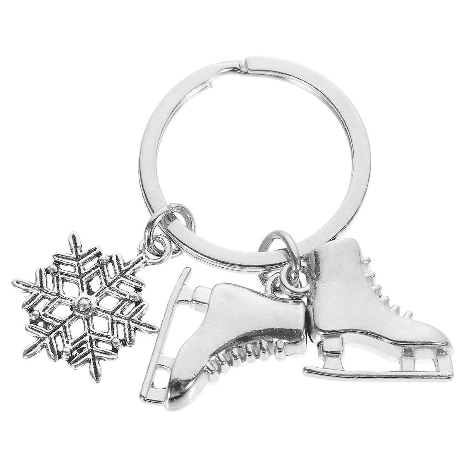 Snowflake Keychain Pendant Keychain Winter Sports Theme Keychain Metal Keychain (Skates)