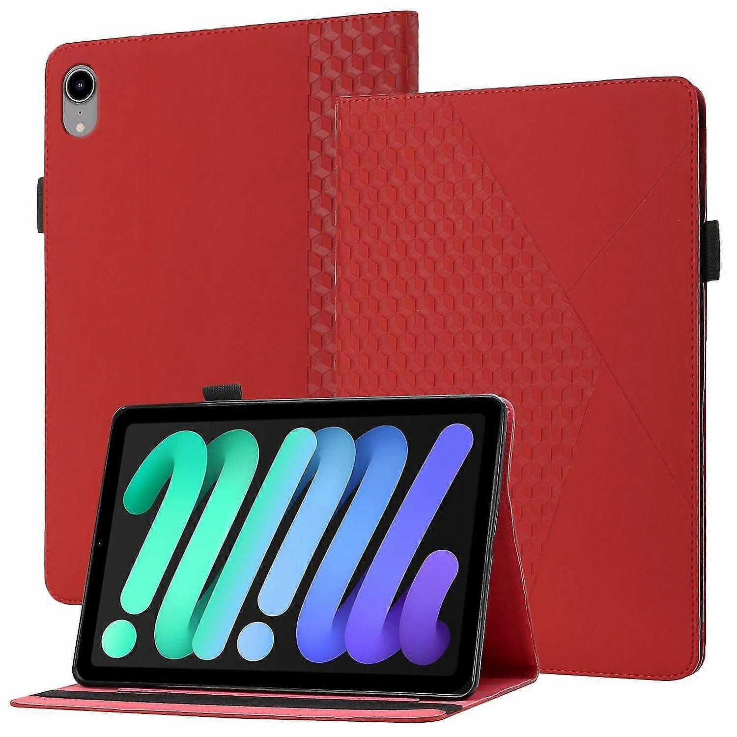 Rhombus Design Folding Folio Stand Case With Card Slots And Elastic Band For Ipad Mini (2021)