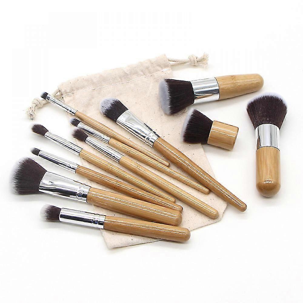 Bamboe Handvat Make-up Borstel Set Van 11 Stuks
